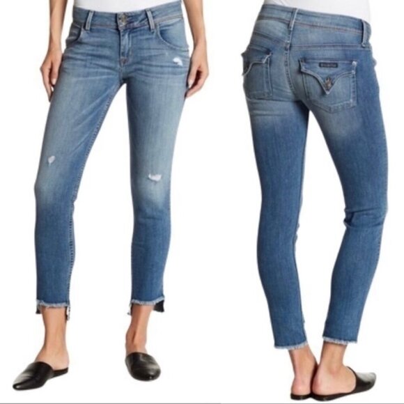 Hudson Women's Size 30 Midrise Cat Skinny Leg Step Hem Distressed Denim Jeans - Picture 9 of 9